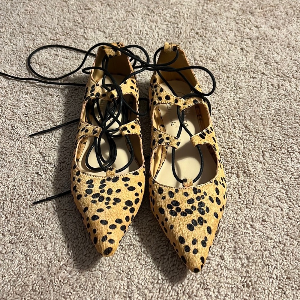 Callisto of California animal print, authentic cow hair flats